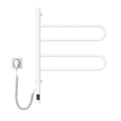 Elektrische draaibare handdoekwarmer met thermostaat FOUETTE 60W 65x49 cm wit