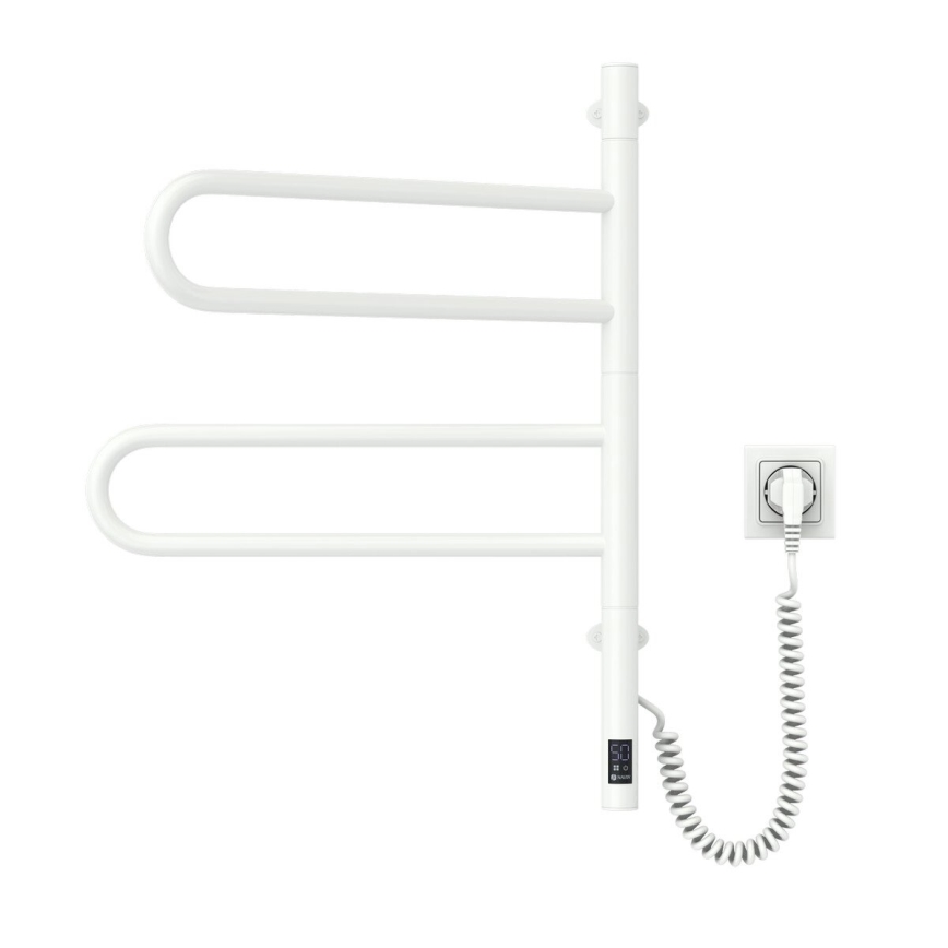 Elektrische draaibare handdoekwarmer met thermostaat FOUETTE 60W 65x49 cm wit