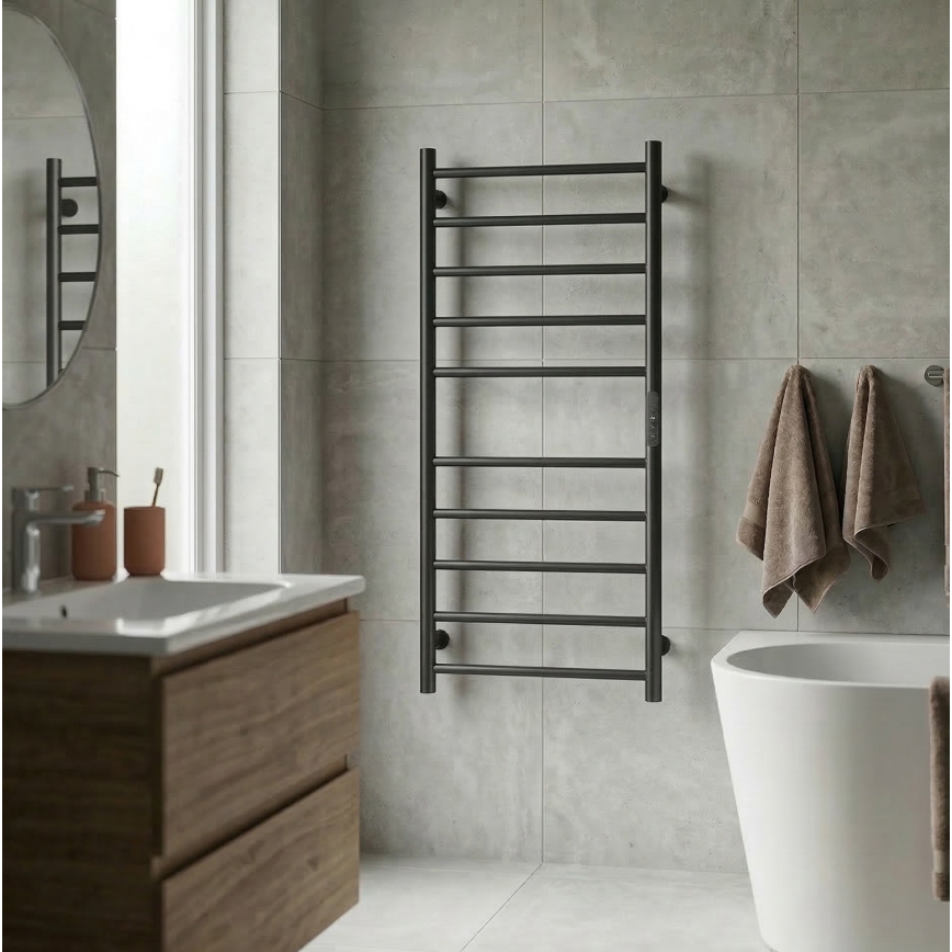 Elektrische handdoekdroger 45x96 cm 130W roestvrij staal/zwart