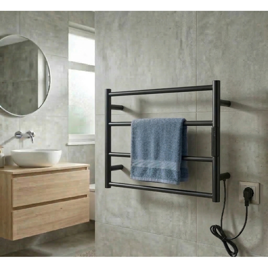 Elektrische handdoekdroger 56x37 63W RVS/zwart