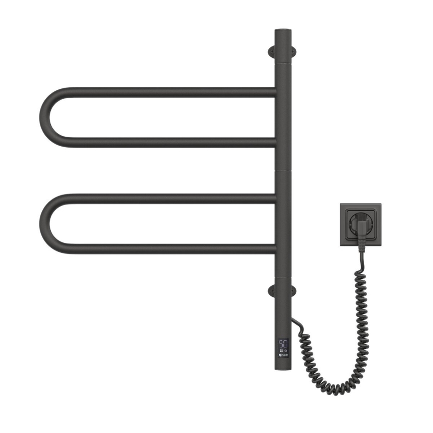Elektrische draaibare handdoekdroger met thermostaat FOUETTE 128W/230V 64,6 cm IP44 zwart