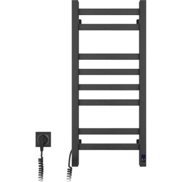Elektrische handdoekdroger met thermostaat AVANGARD 105 W, 80 x 36 cm, zwart, links