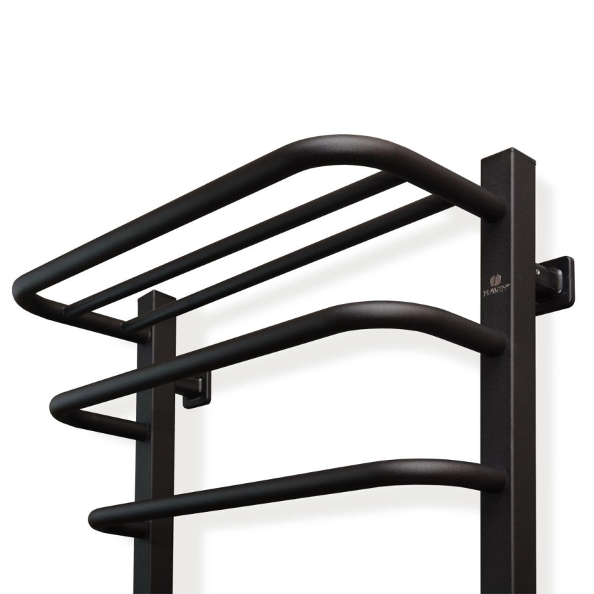 Elektrische handdoekdroger met thermostaat FORTIS, 155 W, 80 x 48 cm, zwart, links