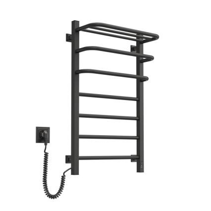 Elektrische handdoekdroger met thermostaat FORTIS, 155 W, 80 x 48 cm, zwart, links
