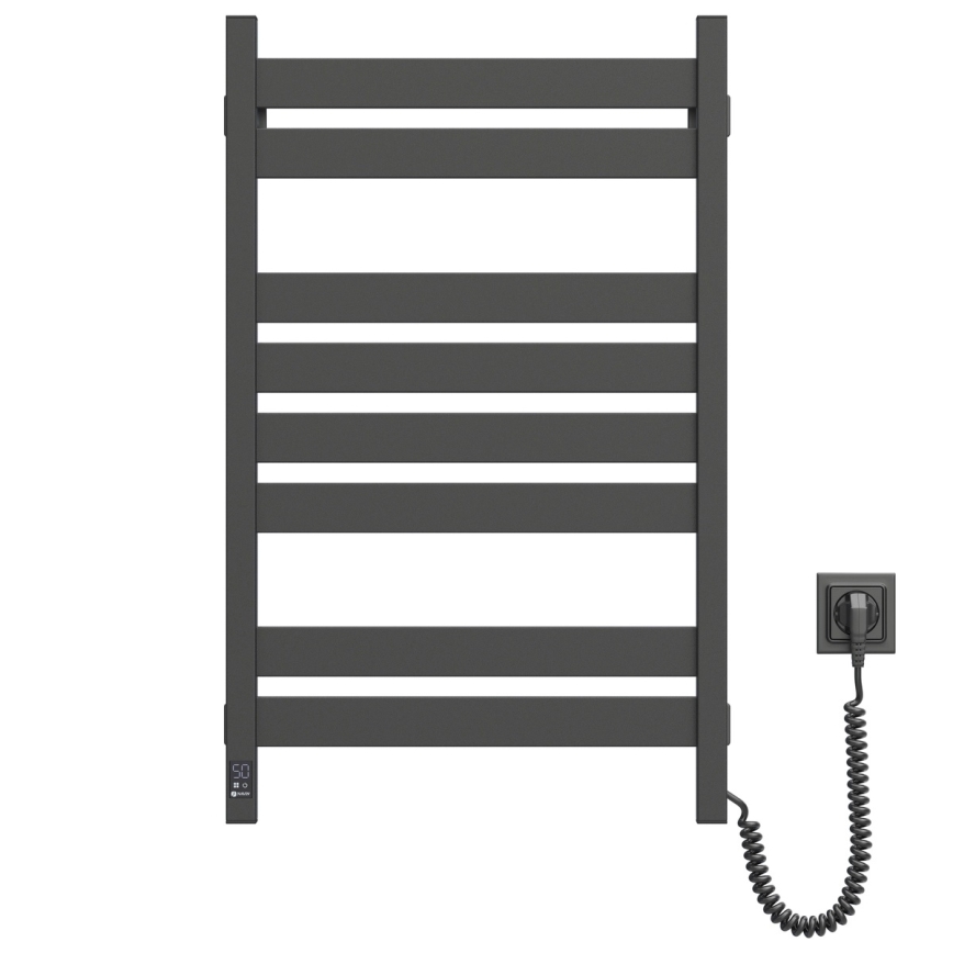 Elektrische handdoekdroger met thermostaat LARGO 168 W, 80 x 50 cm, zwart, rechts