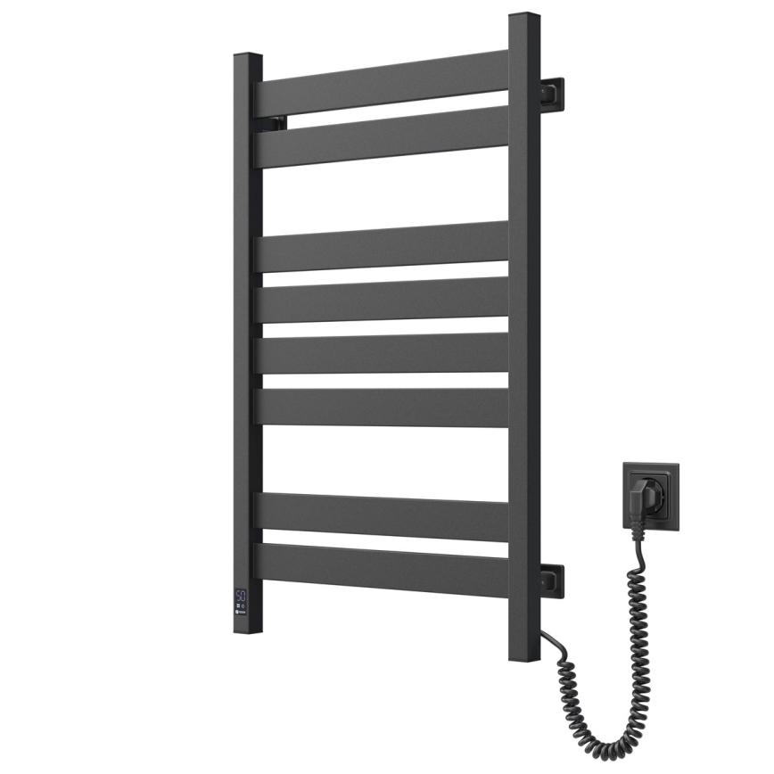 Elektrische handdoekdroger met thermostaat LARGO 168 W, 80 x 50 cm, zwart, rechts