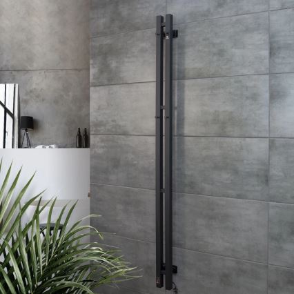 Elektrische handdoekdroger met thermostaat SILOUETTE 106W 150x9 cm zwart rechts