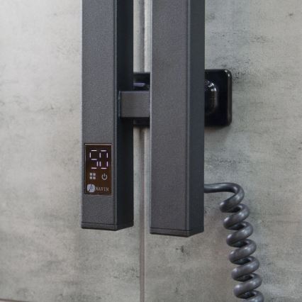 Elektrische handdoekdroger met thermostaat SILOUETTE 70W 120x9 cm zwart rechts