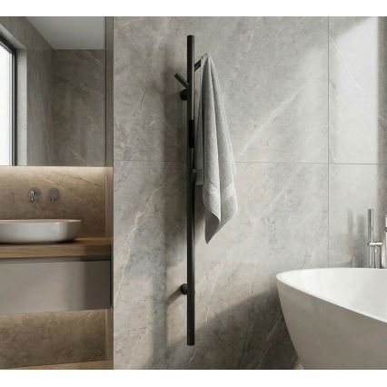 Elektrische handdoekdroger stangmodel 118 cm 30 W zwart