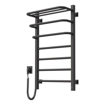 Elektrische handdoekradiator met thermostaat FORTIS 155W 80x48 cm zwart rechts