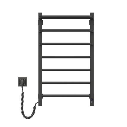 Elektrische handdoekradiator met thermostaat FORTIS 155W 80x48 cm zwart rechts