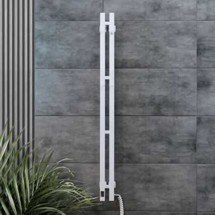 Elektrische handdoekradiator met thermostaat SILOUETTE 187W/230V 120,6 cm IP44 wit rechts hoekig