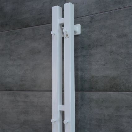 Elektrische handdoekradiator met thermostaat SILOUETTE 187W/230V 120,6 cm IP44 wit rechts hoekig