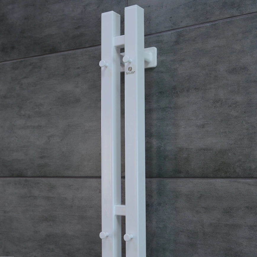 Elektrische handdoekradiator met thermostaat SILOUETTE 187W/230V 120,6 cm IP44 wit rechts hoekig