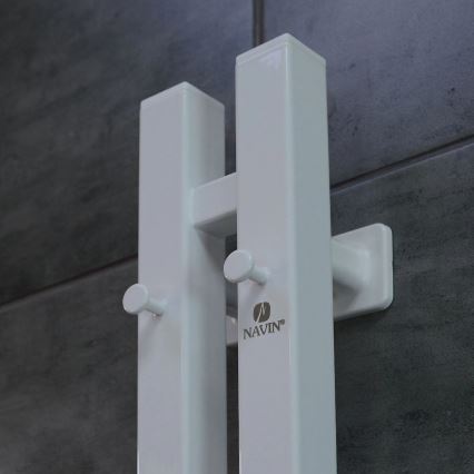 Elektrische handdoekradiator met thermostaat SILOUETTE 187W/230V 120,6 cm IP44 wit rechts hoekig