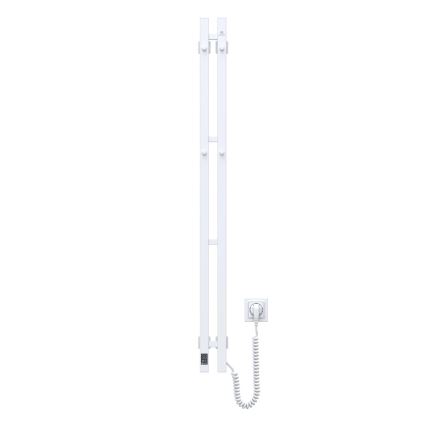 Elektrische handdoekradiator met thermostaat SILOUETTE 187W/230V 120,6 cm IP44 wit rechts hoekig