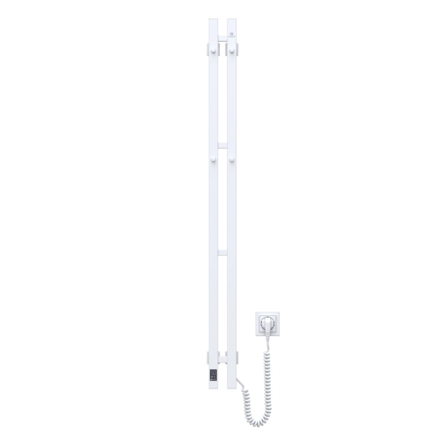 Elektrische handdoekradiator met thermostaat SILOUETTE 187W/230V 120,6 cm IP44 wit rechts hoekig