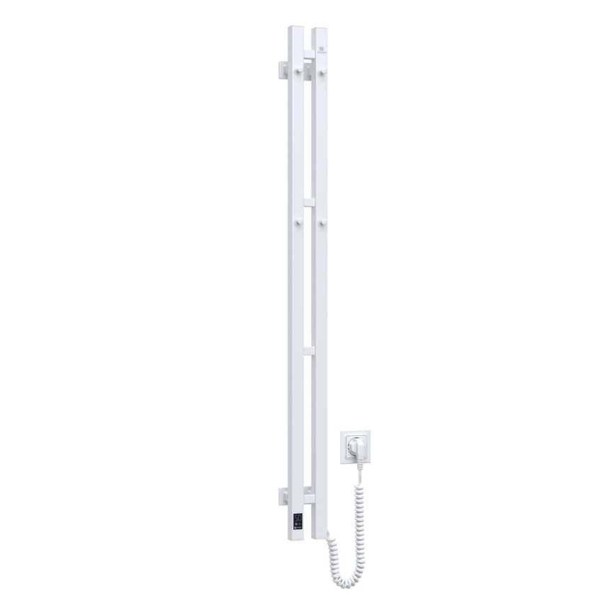 Elektrische handdoekradiator met thermostaat SILOUETTE 187W/230V 120,6 cm IP44 wit rechts hoekig