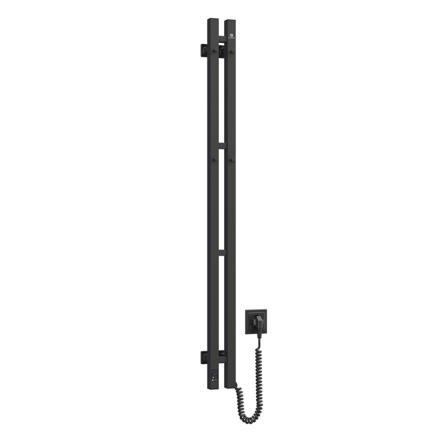 Elektrische handdoekradiator met thermostaat SILOUETTE 187W/230V 120,6 cm IP44 zwart rechts hoekig