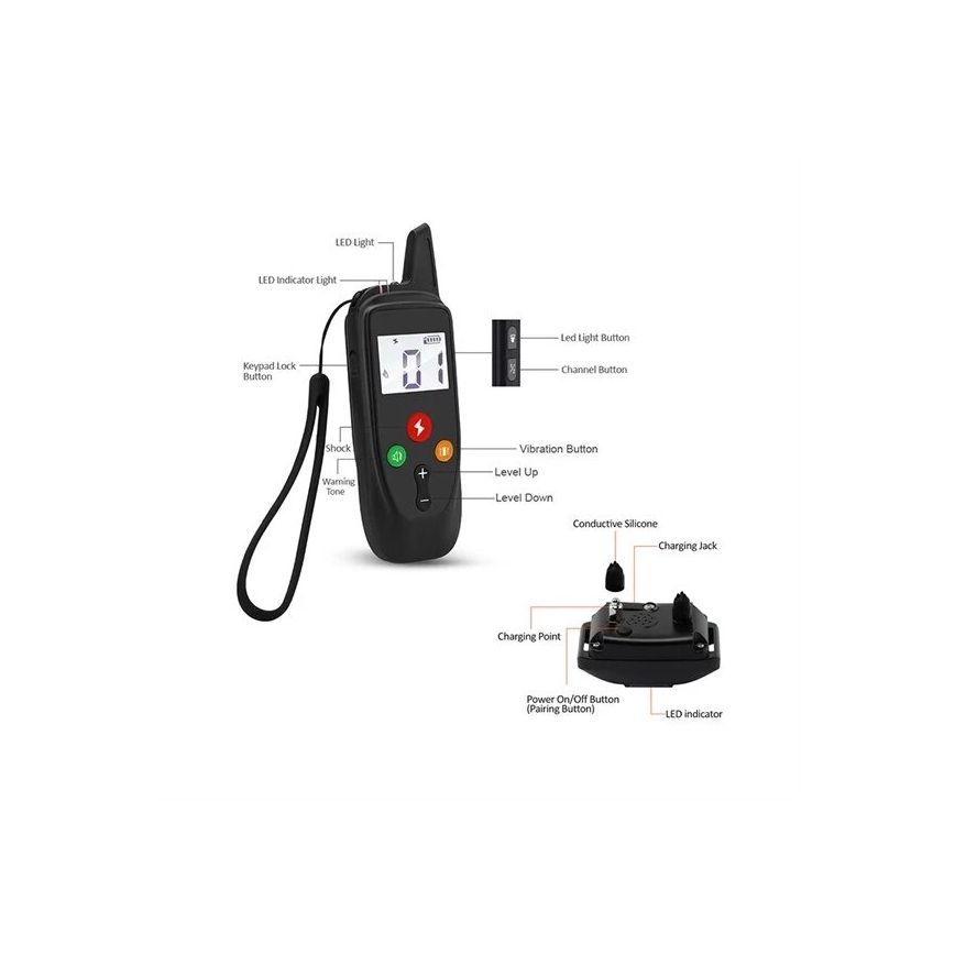 Elektrische hondentrainingshalsband 52cm 500m 3,7V 300 mAh IP67