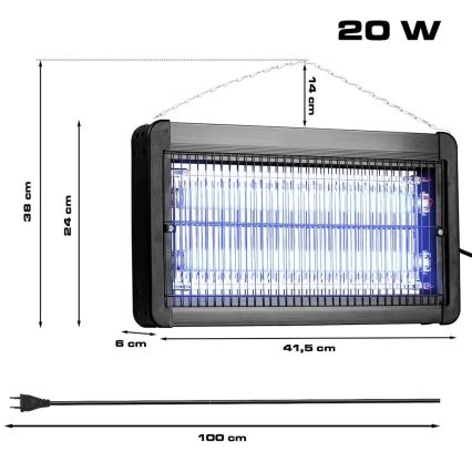 Elektrische insectenvanger 2x10W/230V 100 m²