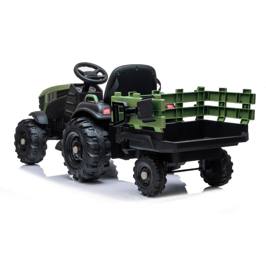 Elektrische trekker met aanhanger 2x30W/7000 mAh zwart/groen + afstandsbediening