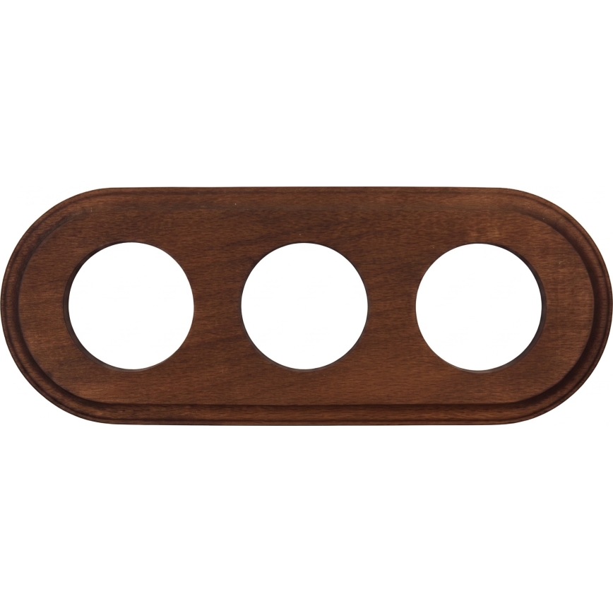 Elhard - Drievoudige keramische retro-wandcontactdoos voor huishoudelijk gebruik met frame SCHUKO 230V černá/tmavé dřevo