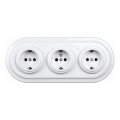 Elhard - Drievoudig keramisch retro stopcontact voor in huis met afdekraam SCHUKO 230V wit
