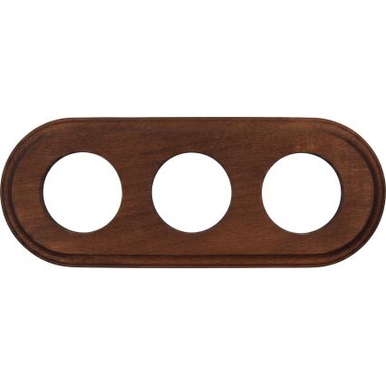Elhard - Drievoudig keramisch retro stopcontact met afdekraam 230V zwart/donker hout