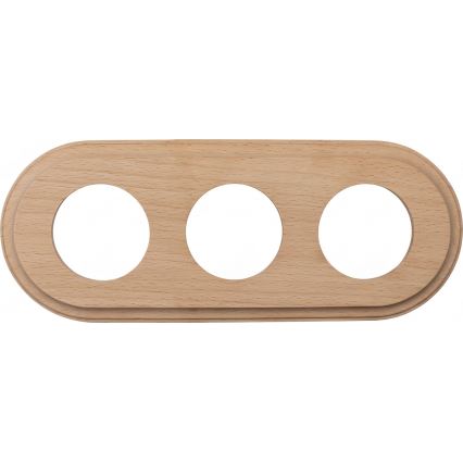 Elhard - Drievoudig keramisch retro stopcontact voor huishoudelijk gebruik met afdekraam 230V zwart/licht hout