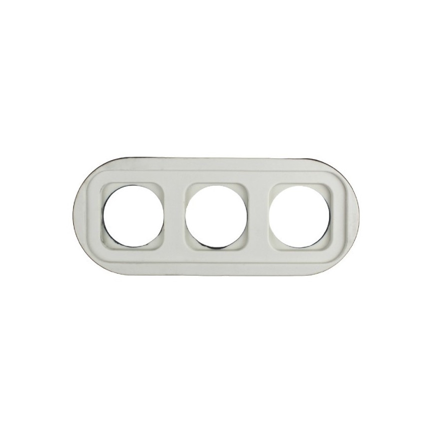 Elhard - Drievoudige keramische retro-wandcontactdoos voor huishoudelijk gebruik met afdekraam 230V wit