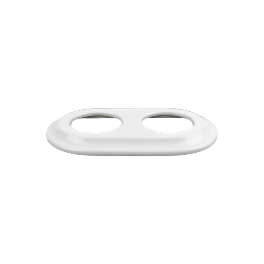 Elhard - Dubbel keramisch retro huishoudelijk stopcontact met afdekraam SCHUKO 230V wit