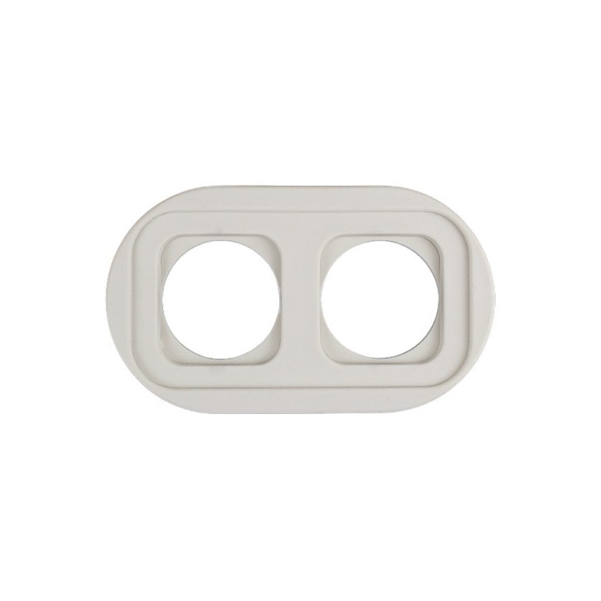 Elhard - Dubbel keramisch retro huishoudelijk stopcontact met afdekraam SCHUKO 230V wit