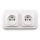 Elhard - Dubbele keramische retro-wandcontactdoos met afdekraam, 230 V, wit