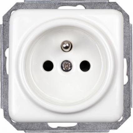 Elhard - Dubbele keramische retro-wandcontactdoos met afdekraam, 230 V, wit