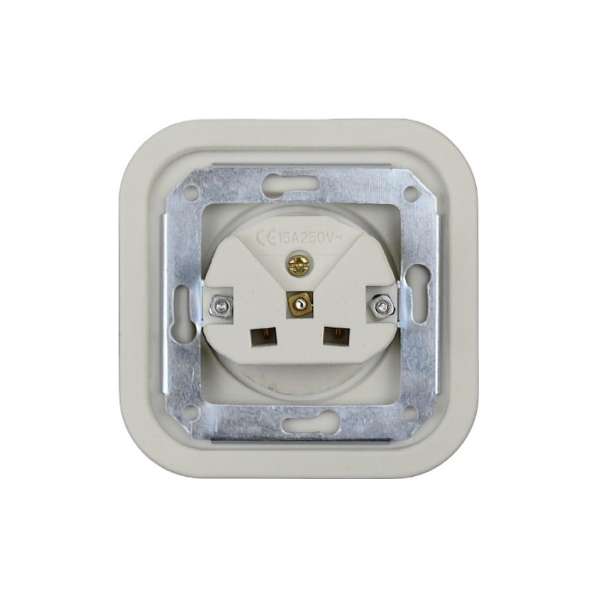 Elhard - Dubbele keramische retro-wandcontactdoos met afdekraam, 230 V, wit