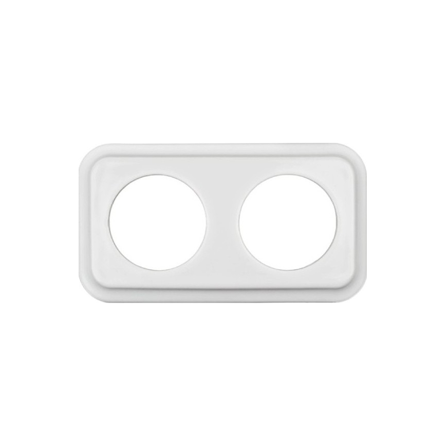 Elhard - Dubbele keramische retro-wandcontactdoos met afdekraam, 230 V, wit