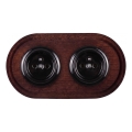 Elhard - Dubbele keramische retro wandcontactdoos met afdekraam 230V zwart/donker hout