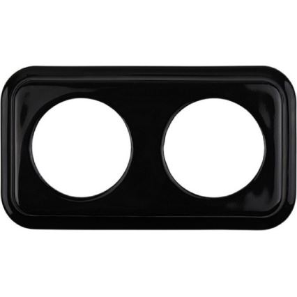 Elhard - Dubbele keramische retro-wandcontactdoos met afdekraam, 230V, zwart