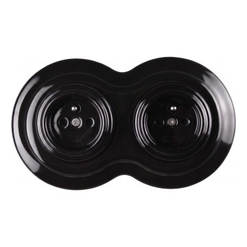 Elhard - Dubbele keramische retro-wandcontactdoos met afdekraam 230V zwart