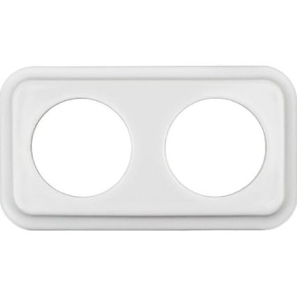 Elhard - Dubbele keramische retro wandcontactdoos met afdekraam SCHUKO 230V wit