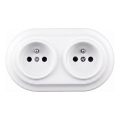 Elhard - Dubbele keramische retro wandcontactdoos met frame 230V wit