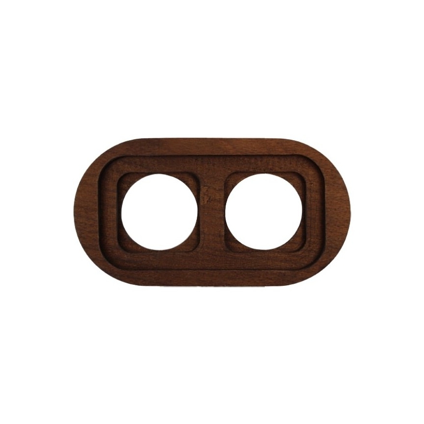 Elhard - Dubbele keramische retro-wandcontactdoos voor huishoudelijk gebruik met afdekraam SCHUKO 230V, zwart/donker hout