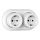 Elhard - Dubbele keramische retro wandcontactdoos met SCHUKO-afdekraam, 230V, wit