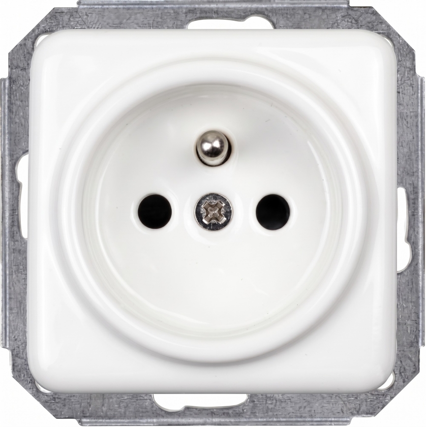 Elhard - Interrupteur unipolaire rétro en céramique n° 1 et prise 230 V avec cadre blanc