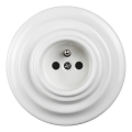 Elhard - Keramisch retro stopcontact met afdekraam 230V wit