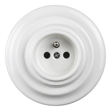 Elhard - Keramisch retro stopcontact met afdekraam 230V wit