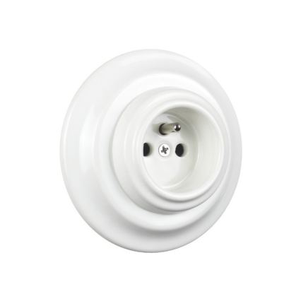Elhard - Keramisch retro stopcontact met afdekraam 230V wit