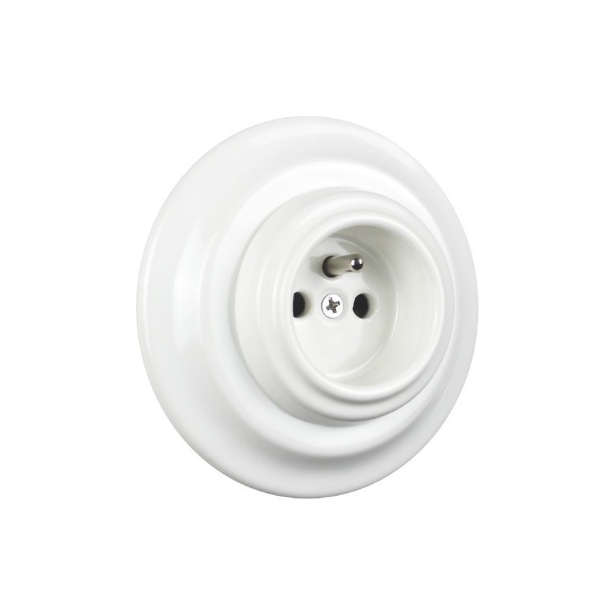 Elhard - Keramisch retro stopcontact met afdekraam 230V wit