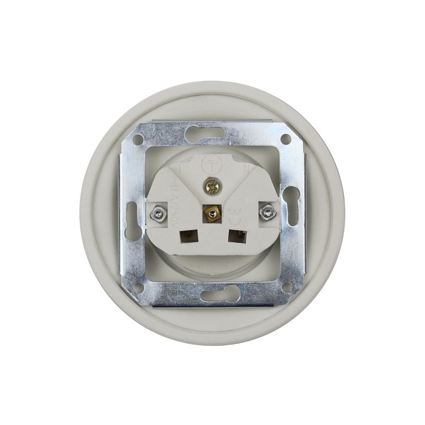 Elhard - Keramisch retro stopcontact met afdekraam 230V wit